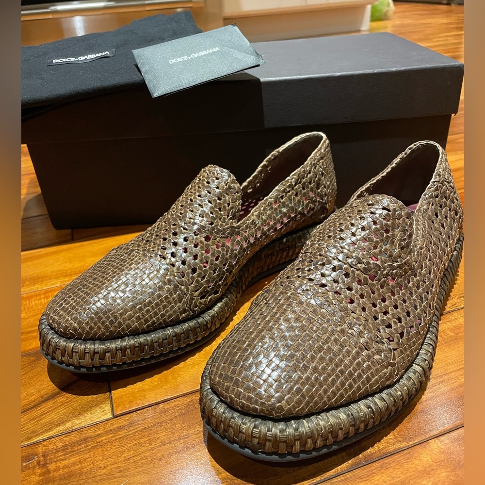 Dolce & Gabbana Braided Calfskin Loafers